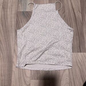 Gaze White and Gray Animal Print Top